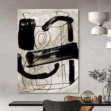 Load image into Gallery viewer, “Ink Abstraction” - Black, gray, dynamic brushstrokes on light background DTP169
