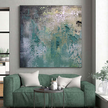 Load image into Gallery viewer, Textured Teal and Green Abstract Acrylic Art - Ideal for Bohemian - style Cafe & Nature - lover’s Study LargeART0578