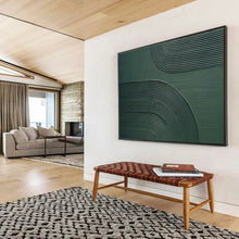 Load image into Gallery viewer, Textured Geometric Painting on Canvas - “Green Curves” DKH752