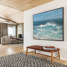 Load image into Gallery viewer, Dynamic Ocean Waves in Blue Abstract acrylic painting DLZ025