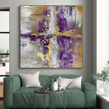 Load image into Gallery viewer, Purple - Gold - Gray Fusion Art for Luxury Bedroom & Hotel Lobby LargeART0844