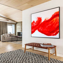 Load image into Gallery viewer, Dynamic Red Abstract Painting on Canvas DKH569