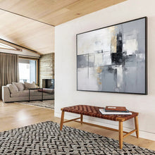 Load image into Gallery viewer, Grey & Gold Abstract - Elegant Living Room Art LargeART1574