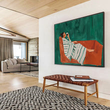 Load image into Gallery viewer, Relaxed Wine - Drinking Figure Abstract Painting for Modern Living Room & Wine Bar DKH233