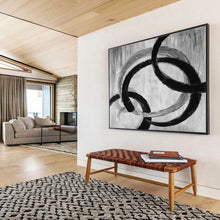 Load image into Gallery viewer, Monochrome Abstract Loops Art for Black - and - White Kitchen & Modern Studio DKH175
