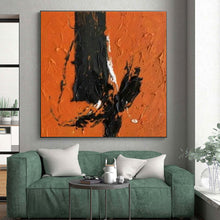 Load image into Gallery viewer, Orange Background with Black Strokes Acrylic Art - Ideal for Industrial - style Cafe & Bold Home Office LargeART0604