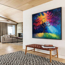 Load image into Gallery viewer, Colorful Tree “Starry Night Canopy” Painting on Canvas, Whimsical Landscape Art DKH813
