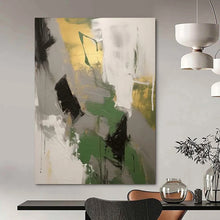 Load image into Gallery viewer, “Green, Gold, and Gray Abstract” – Earthy Abstract with Rich Color Mix DTP115