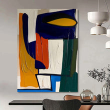 Load image into Gallery viewer, “Bold Color Block Composition” - Blue, Orange, Green Abstract Art on Canvas DKH1187