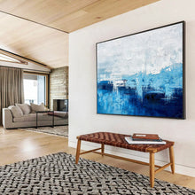 Load image into Gallery viewer, Blue and White Coastal Abstract Painting for Beach House & Serene Spa Lounge DKH275