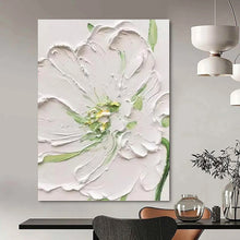 Load image into Gallery viewer, “Textured White Flower” - 3D Floral Art on Canvas DKH1398