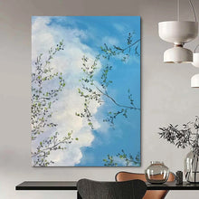 Load image into Gallery viewer, Blue Sky & Green Branches Abstract, Ideal for Light - Filled Breakfast Nook & Nature - Inspired Home Office LargeART1986