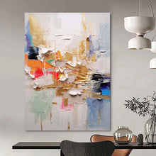 Load image into Gallery viewer, “Gold - Accented Color Burst” Abstract Painting on Canvas, Luxe Living Room Decor DKH1056