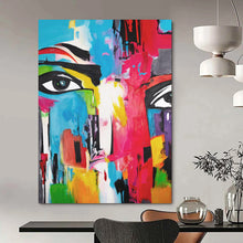Load image into Gallery viewer, Abstract Expressionist Face Art, Bold Color - Dripped Painting for Creative Studio & Eclectic Living Room LargeART2220