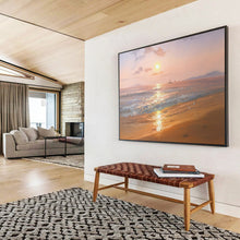 Load image into Gallery viewer, “Sunset Seaside with Sailboats” - Impressionistic Abstract Acrylic, Ideal for Beach House and Coastal Bedroom DLZ269