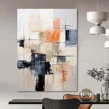 Load image into Gallery viewer, Oversized Hand - painted Neutral & Orange Abstract Acrylic Art for Modern Offices LargeART0175
