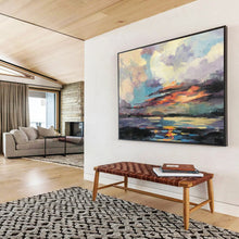 Load image into Gallery viewer, Colorful Sunset Abstract Painting for Beach House Veranda & Boho - Chic Living Room DKH197