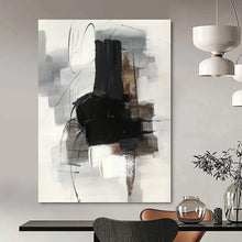 Load image into Gallery viewer, “Monochrome Abstract Gestures” - Black, White, Grey Abstract Art on Canvas DKH1280