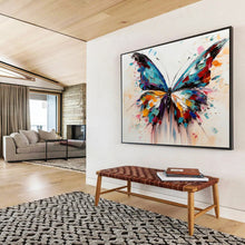 Load image into Gallery viewer, Hand - Painted Colorful Butterfly Impasto Acrylic Art for Vibrant Kid’s Room LargeART1642