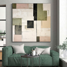 Load image into Gallery viewer, Oversized Black - Green Geometric Abstract Art for Industrial Loft & Creative Studio LargeART0397