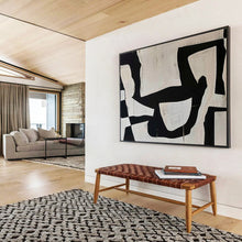 Load image into Gallery viewer, Monochrome Abstract Painting on Canvas - “Black and White Shapes” DKH745