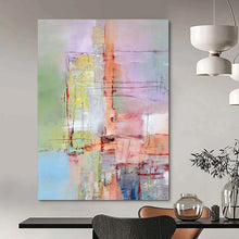 Load image into Gallery viewer, Soft - Hued Abstract Art, Muted Pastels & Bold Reds for Dreamy Bedroom & Creative Lounge LargeART2259