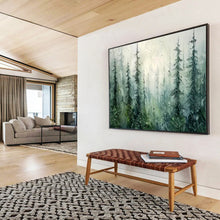 Load image into Gallery viewer, Hand - painted Forest Mist Oil Painting for Creating a Tranquil Atmosphere in Living Room Corners LargeART1600