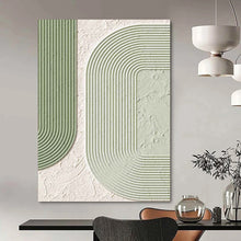 Load image into Gallery viewer, “Green & White Textured Shapes” - Modern Abstract Art on Canvas DKH1493