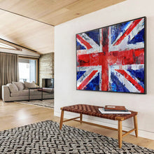 Load image into Gallery viewer, Textured Union Jack Abstract Art for British - Themed Pub & Eclectic Man Cave DKH120