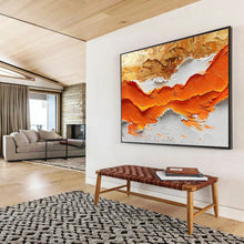 Load image into Gallery viewer, Textured Orange - Gold Abstract Mountain Painting DKH464