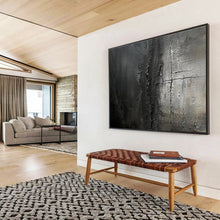 Load image into Gallery viewer, Dark Textured Abstract Painting for Industrial Loft & Edgy Studio DKH150
