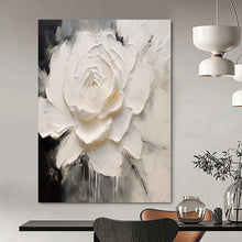 Load image into Gallery viewer, Textured White Flower Abstract Canvas Painting, Perfect for Elegant Bathroom & Minimalist Bedroom LargeART1202