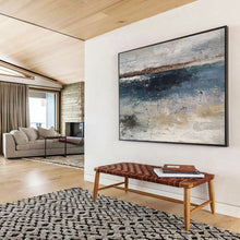 Load image into Gallery viewer, Blue and Gray Abstract Seaside Painting for Coastal Cottage & Relaxing Spa DKH288