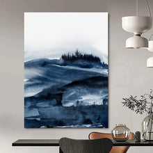 Load image into Gallery viewer, Indigo Mountain Mist – Watercolor Landscape with Deep Blues DTP230