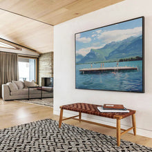 Load image into Gallery viewer, Scenic Lake & Mountain Abstract Painting for Coastal Home & Nature - Lover’s Lounge DKH093