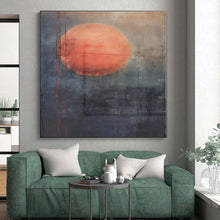Load image into Gallery viewer, Large - Scale Red - Gray Abstract Sun Art for Minimalist Home & Art Gallery LargeART0452