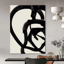 Load image into Gallery viewer, Bold Black Line Abstract Art, Perfect for Edgy Lounge & Modern Gallery LargeART2317