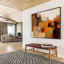 Load image into Gallery viewer, Warm Toned Abstract Blocks - Cozy Living Room Art LargeART1505