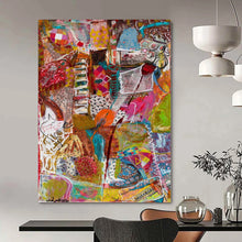 Load image into Gallery viewer, Colorful Abstract Collage Acrylic Art, Ideal for Eclectic Living Room & Creative Art Studio LargeART1083