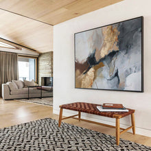 Load image into Gallery viewer, Grey and Gold Abstract Art for Modern Office & Chic Living Room DKH132