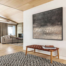 Load image into Gallery viewer, Hand - Painted Dark Gray Textured Abstract Acrylic Art for Modern - Style Study Wall Decoration LargeART1629