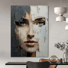 Load image into Gallery viewer, Textured Abstract Portrait, Layered Paint Fragmented Art for Avant - Garde Gallery & Thoughtful Library LargeART2190