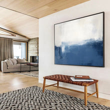 Load image into Gallery viewer, Blue - White Minimalist Abstract Painting for Coastal Home & Serene Spa DKH266
