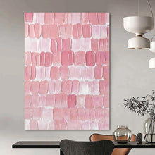Load image into Gallery viewer, Large - Scale Hand - painted Pink Textured Tiles Acrylic Art for Feminine - Inspired Bedrooms LargeART0178