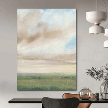 Load image into Gallery viewer, Green & Brown Abstract Field Art, Perfect for Rustic Bedroom & Calm Office LargeART2117