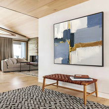 Load image into Gallery viewer, Blue - Gray and Gold Abstract Painting for Modern Living Room & Luxury Office DKH311