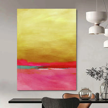 Load image into Gallery viewer, Gold - Pink Color - Block Abstract Painting, Ideal for Modern Living Room & Chic Dining Area LargeART2023