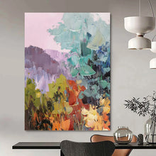 Load image into Gallery viewer, “Soft Pastel Mountain Landscape” - Pastel Multicolor Landscape Art on Canvas DKH1278