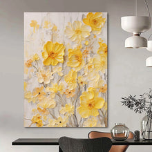 Load image into Gallery viewer, “Buttercup Breeze” – Delicate Floral Relief Painting with Yellow Tones DTP289
