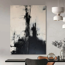 Load image into Gallery viewer, “Black and White Urban Abstract” - Black, White, Grey Abstract Art on Canvas DKH1261